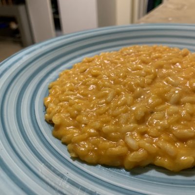 Risotto con crema di zucca e cheddar